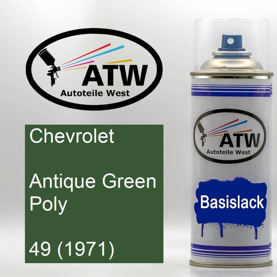 Chevrolet, Antique Green Poly, 49 (1971): 400ml Sprühdose, von ATW Autoteile West.